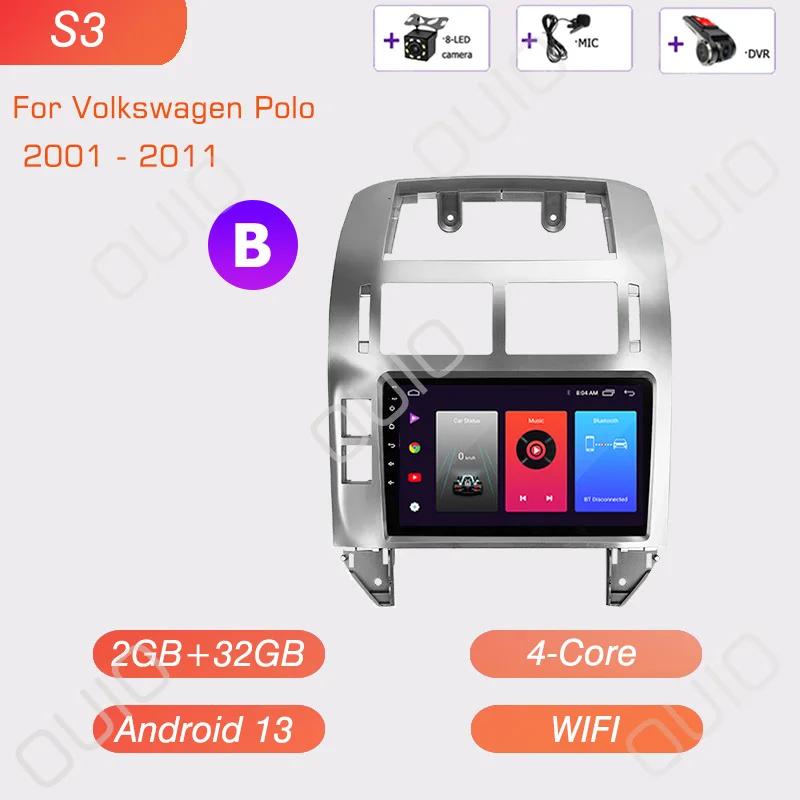 Android 13 Carplay Radio For Volkswagen Polo Mk4 IV 2001-2009 Car Stereo Multimedia Player Android Auto GPS Navigation 2DIN DSP