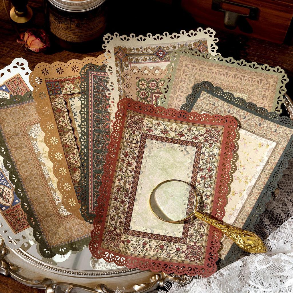 1PC Secret of Everything Series Material Paper Retro Hollow Lace Lace Old Book Pages Handbook Collage Base Paper and Cards