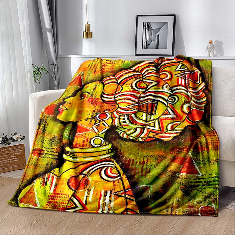 Ethiopian Painting Art Africa Blanket,Soft Throw Blanket for Home Bedroom Bed Sofa Picnic Travel Office Rest Cover Blanket Kids