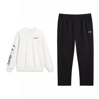 Casual Logo Print Crew Neck Pullover Sweatshirt And Comfortable Long Pants Set Men Tops AWDUC45-1+AKLVA47-1
