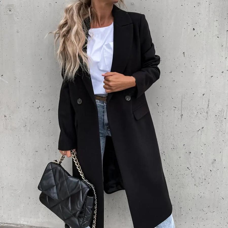 Women's Thick Wool Overcoat Windbreaker Long Sleeve Coat for Autumn/Winter