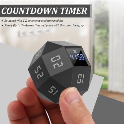 Cube Timer ABS Rotating Pomodoro Timer Time Management Cube Countdown Cooking Study Mini Digital Timer Kitchen Accessories