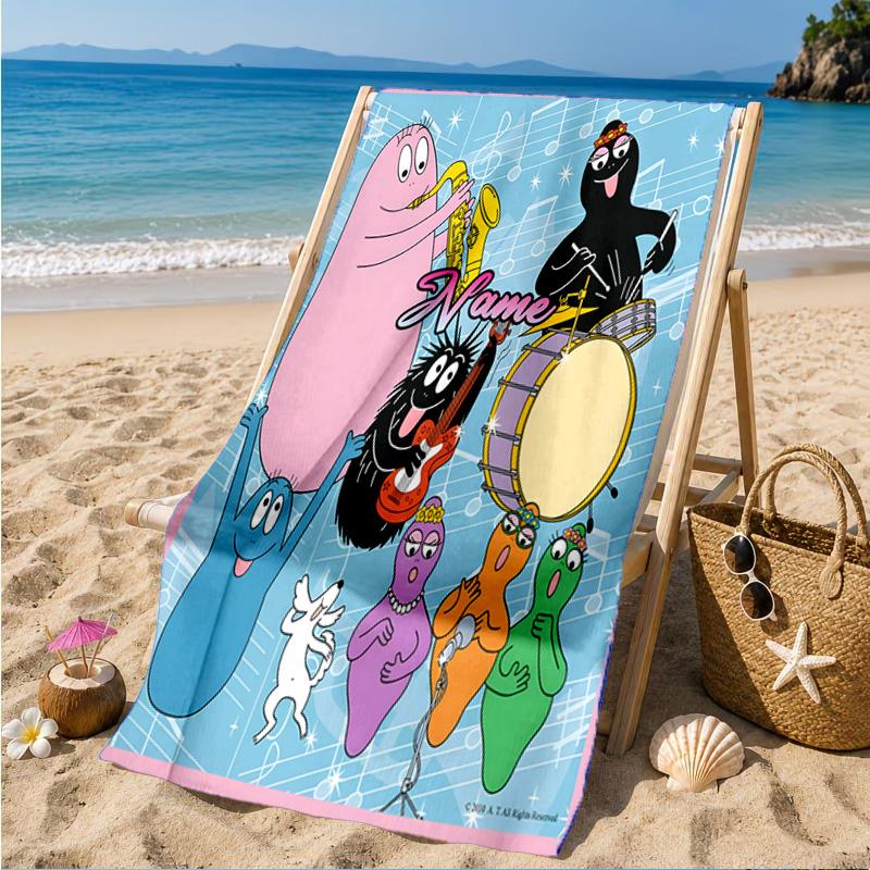 Custom Name Music Barba Adventure Heart In Space Adventure Microfiber Beach Towel, Lightweight for Summer Travel, Swimming Pool Fan Gift