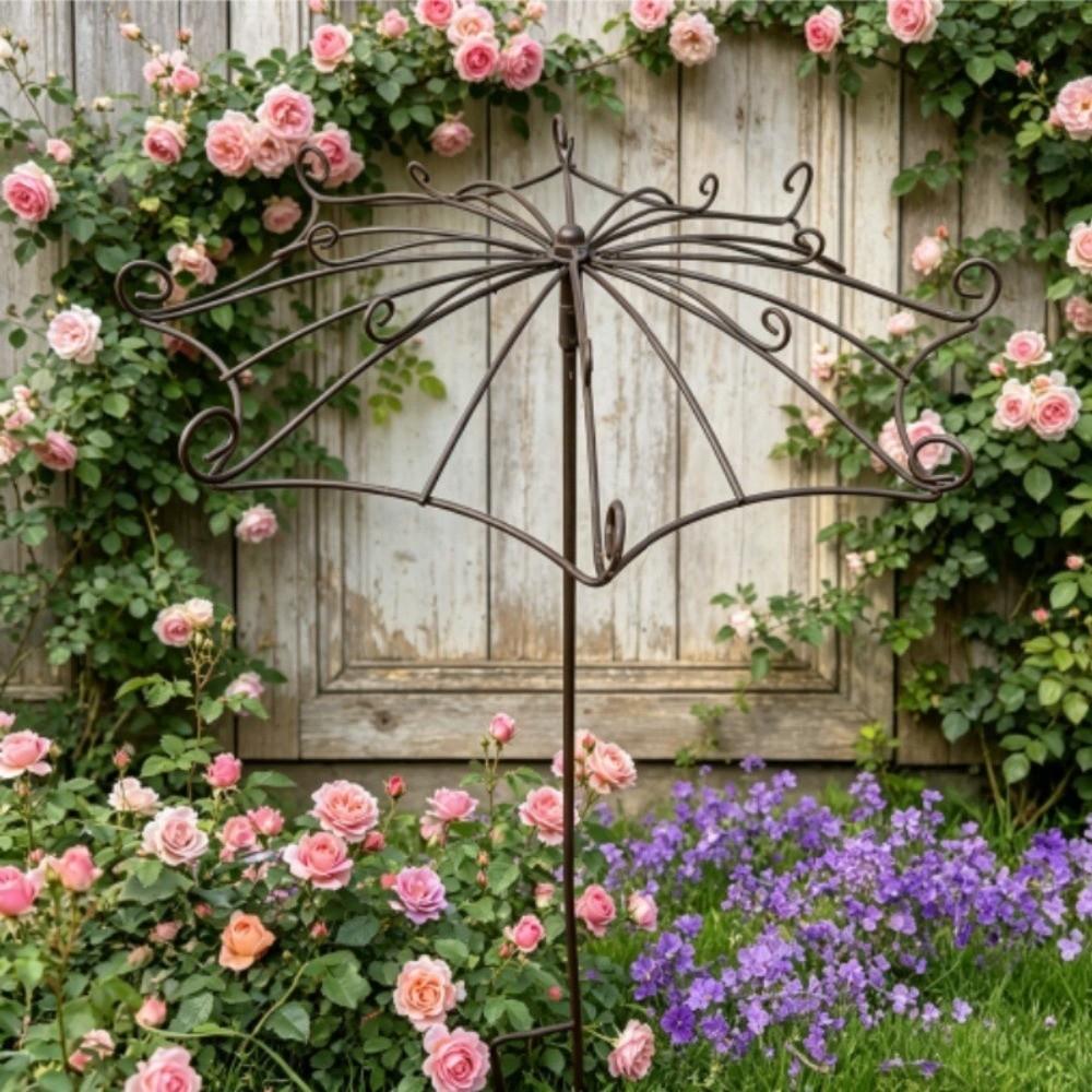 Hollow Out Plant Climbing Frame Umbrella Shape Trellis Flower Rack Courtyard Decor