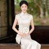 Kolsuz milli tarz yeni Çin günlük Suzhou uzun cheongsam geliştirilmiş genç 1011 yeni kadın yüksek kalite yaz