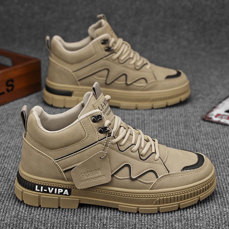 Fashion Men High-top Ankle Boots Non-slip Waterproof Platform Sneakers Men Work Safety Boots Male Hiking Shoes Botas Hombre 4647