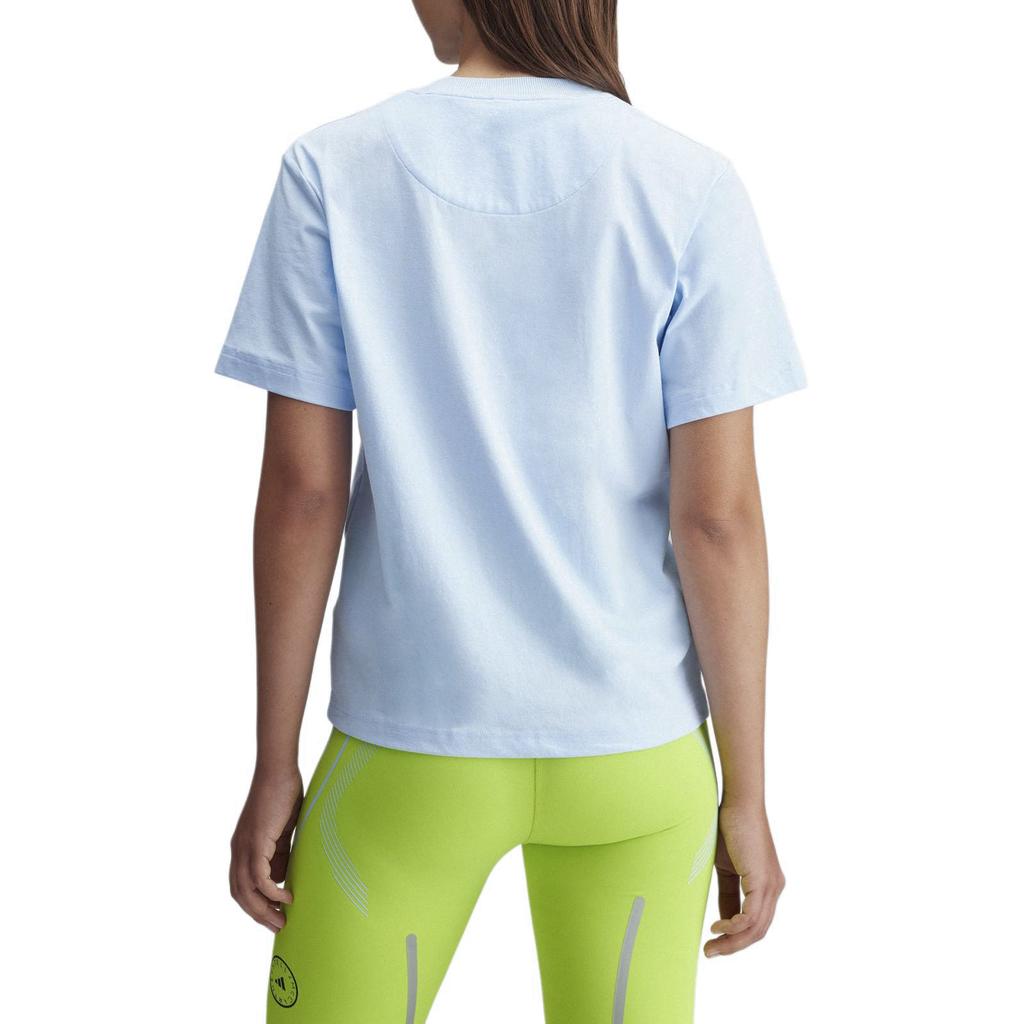 Adidas Truecasuals Sportswear Tee Letter Print Design Breathable Short Sleeve T-Shirt Women Tops Bright-Blue IW9921