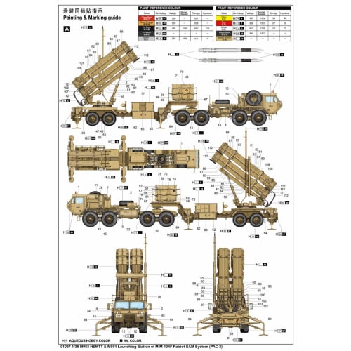 Trumpeter 1/35 scale US Army M983 HEMTT Tractor & Patriot PAC-3 Launcher Station Plastic Model Kit 01037