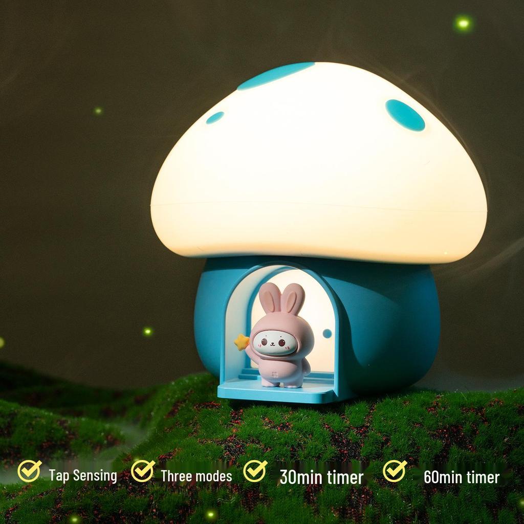 Trendy Mushroom Lamp - Cute USB Rechargeable Night Light for Kids' Bedroom, Perfect Children's Birthday Gift
