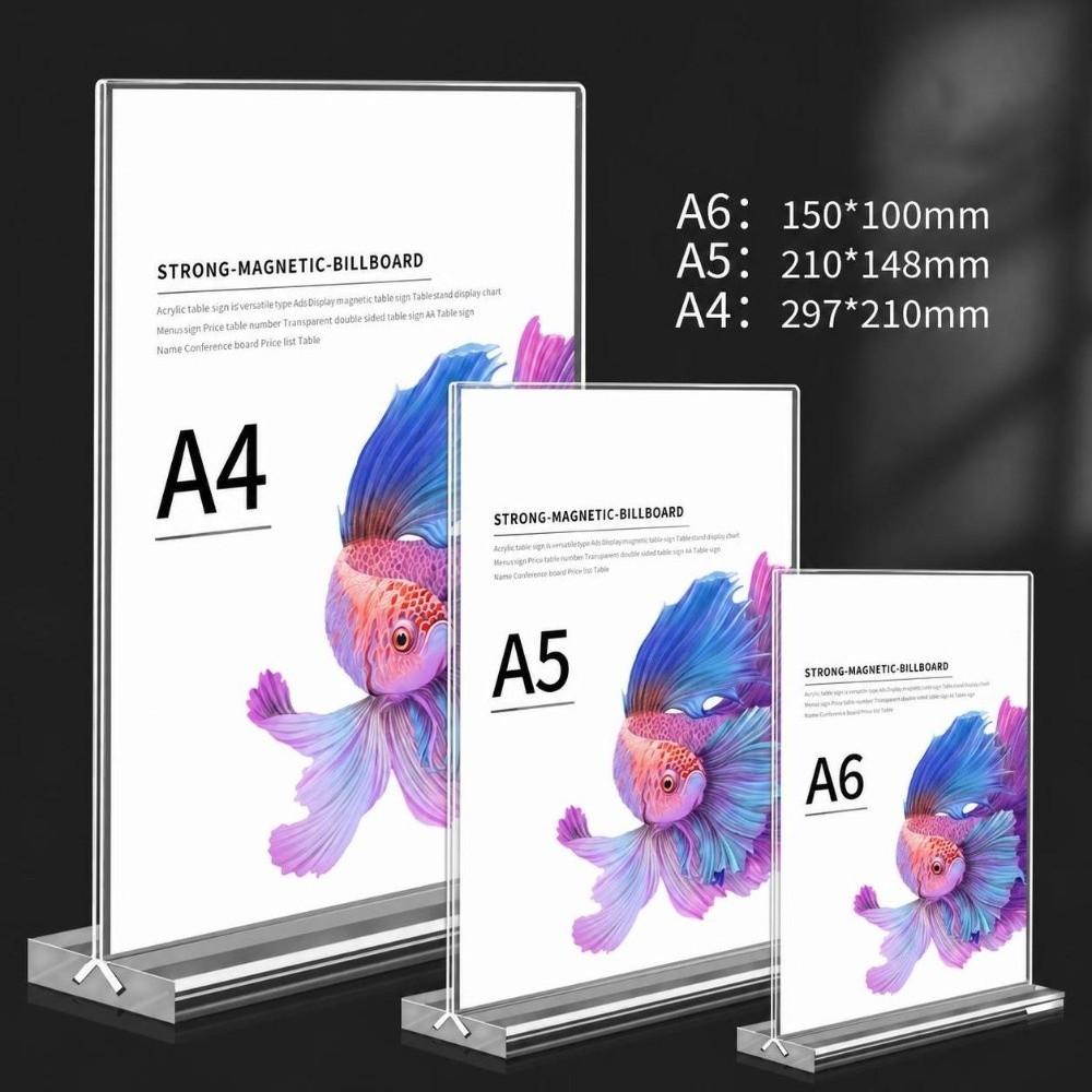 Durable A4/A5/A6 Desk Display Stand Acrylic Transparent Menu Stand Holder Double Side Clear Price Label Display Rack Hotel