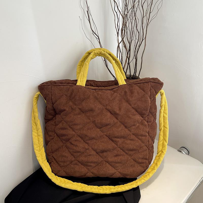 Large-capacity Casual Versatile Corduroy Tote Bag Women's New Autumn and Winter Commuting Shoulder Messenger Bag