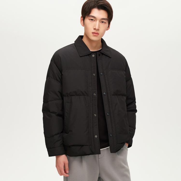 

2025 Men s Black Thickened White Duck Down Jacket - Winter Warm Casual Outerwear with Lapel Style L чорний