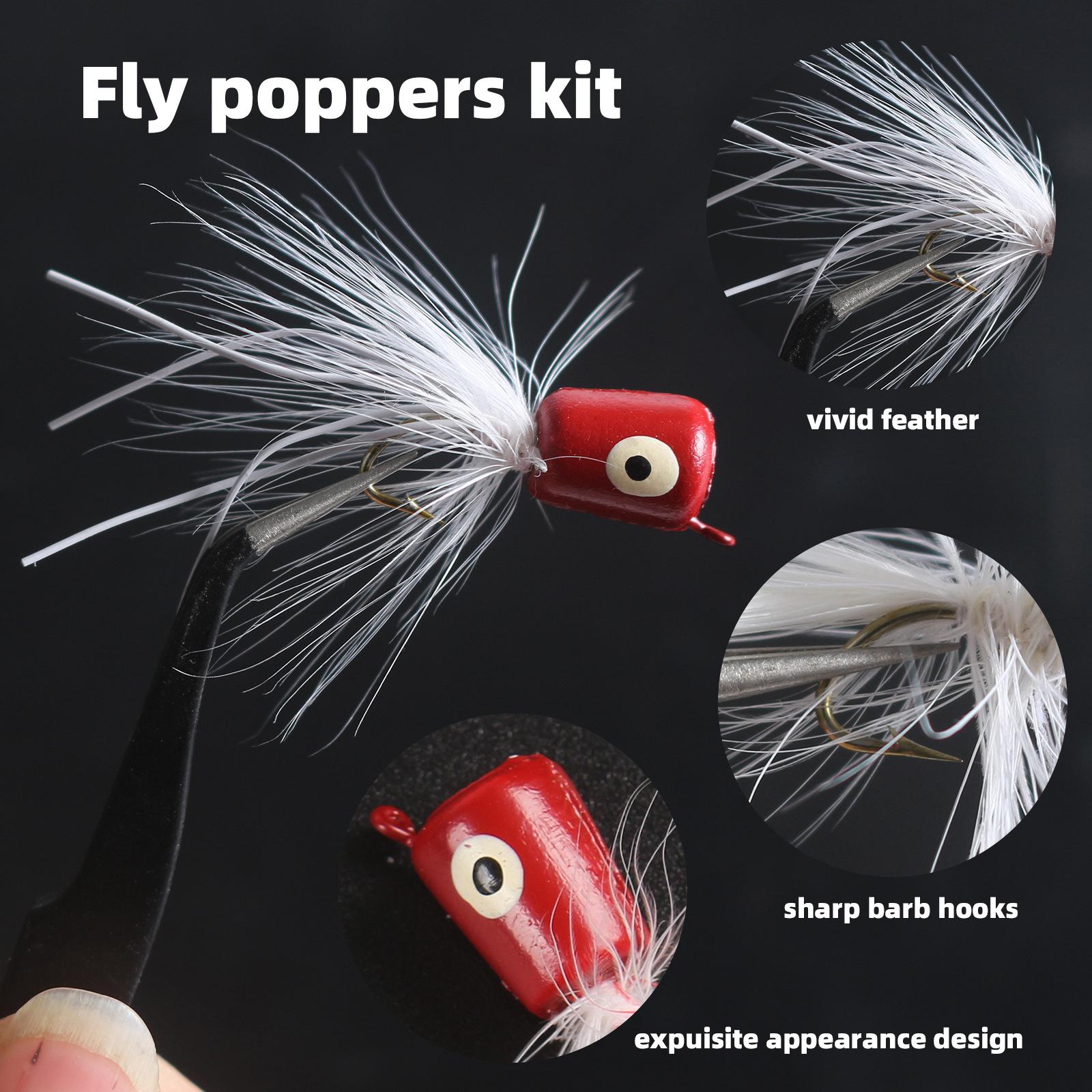 

Bass Hooks Fly Fishing Popper Lures for Sunfish Bluegill Crappie Bass Panfish Topwater Popper Fly Fishing 10 PCS