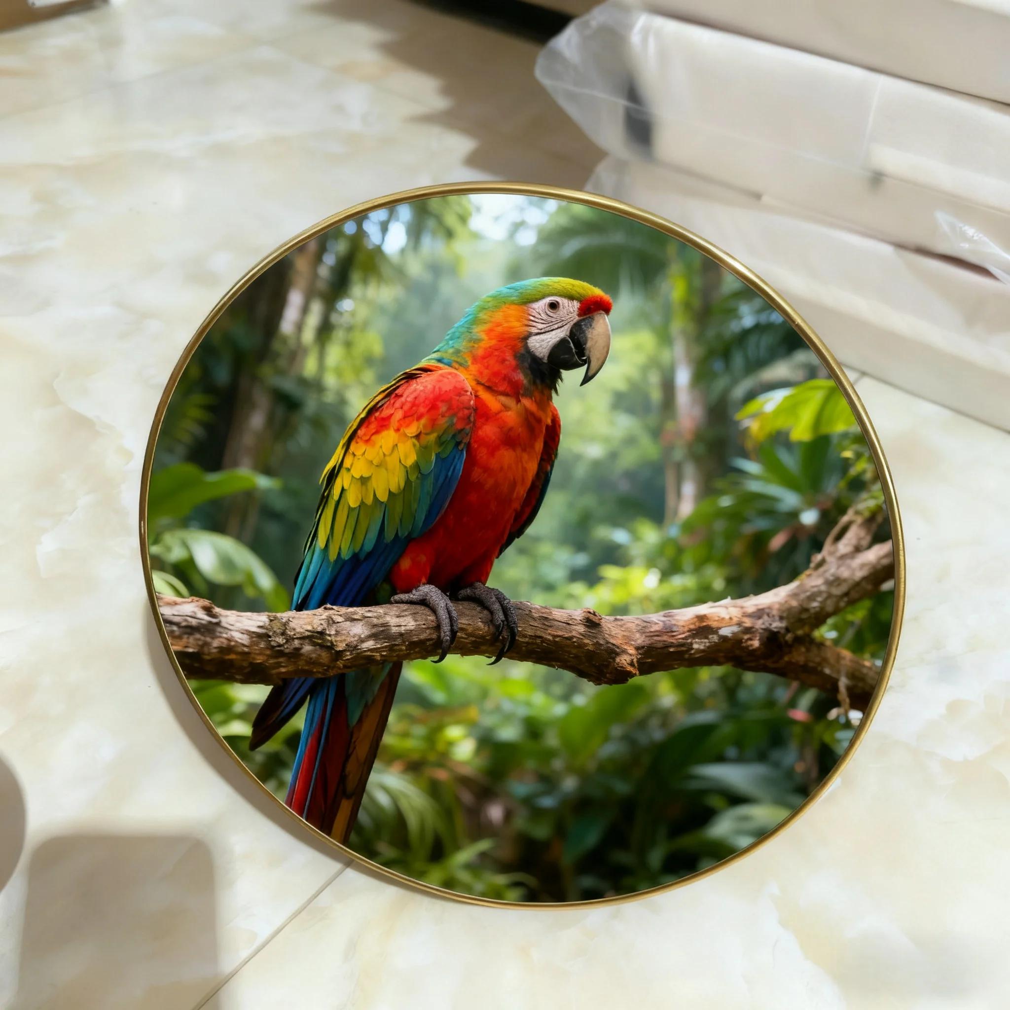 

National Treasure Animal Circular Frame - Panda & Bald Eagle Designs Perfect Home Decoration Jewelry for Living Room & Bedroom 20X20CM