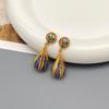 High-End Chinese Water Drop Enamel Earrings - Luxurious Long Silver Needle, Trendy Ancient Style for Women