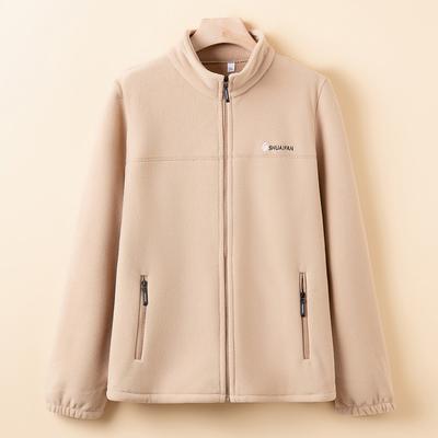 New Granular Fleece Jacket Spring and Autumn Fleece Thickened Warm Cardigan Middle-aged and Elderly Women's Top