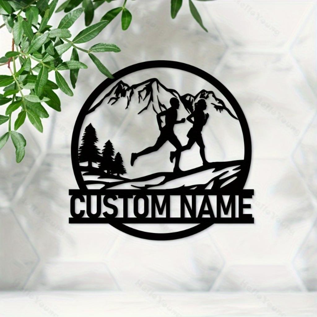 Customizable Metal Sign Running Silhouette Fairy Tale Family Name Wall Art Hot Sale