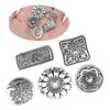 50pcs Antique Silver Flower Buttons Round Shape Engraved Buttons Metal Buttons  For DIY Projects