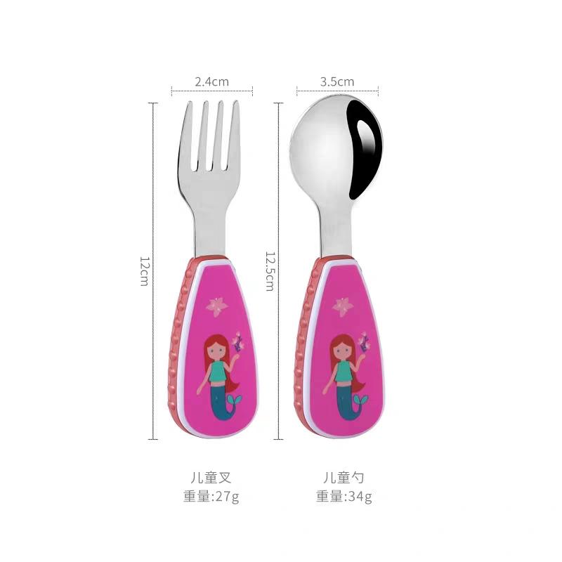 2PCS Cartoon Spoon and Fork Set Lion Rocket Unicorn Cartoon Cutlery 304 Stainless Steel Sturdy and Durable