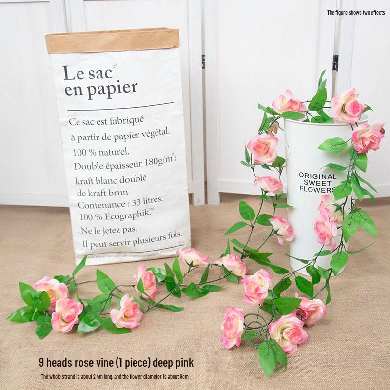 Artificial Rose Flower Vine for Indoor Decoration: Ceiling Hanging & Living Room Decor