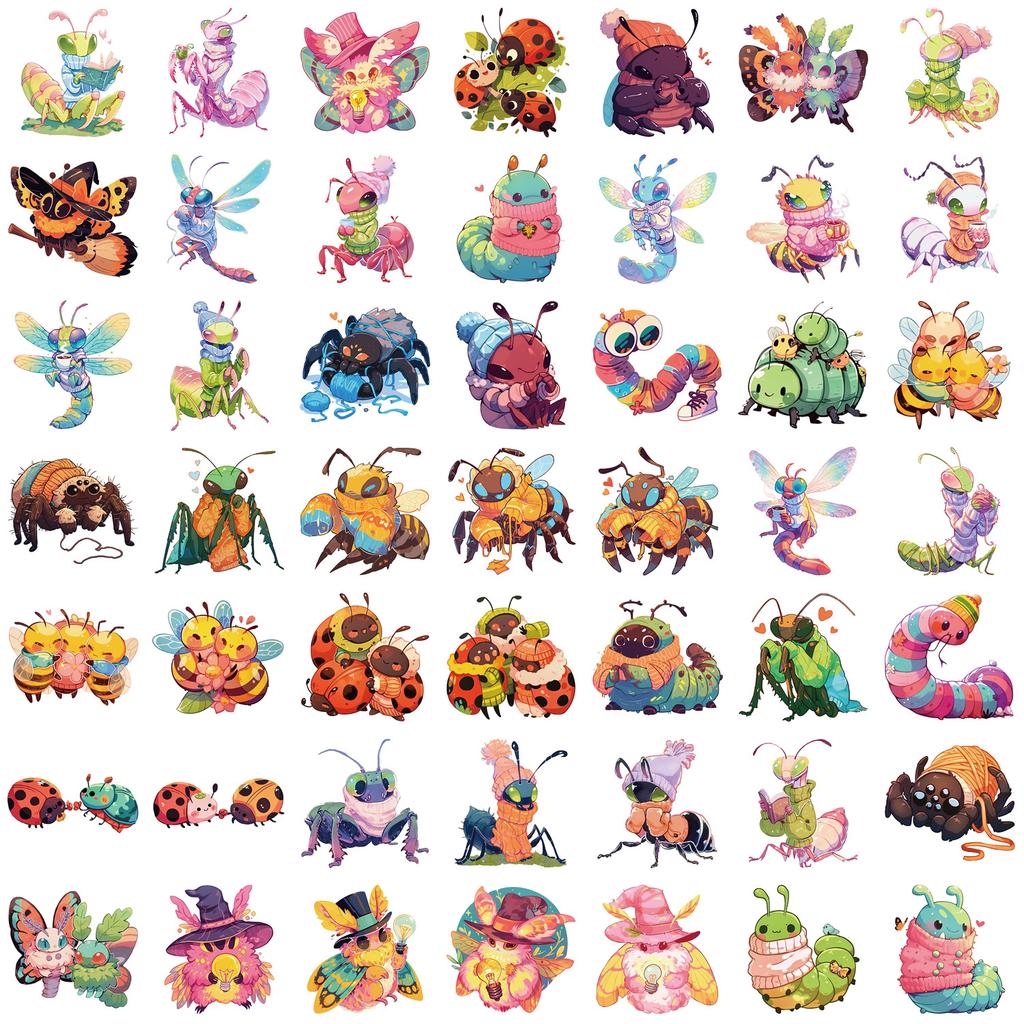 50 Candy-based Insect Graffiti Stickers Decorate Guitar Notebook Suitcase DIY Waterproof Stickers