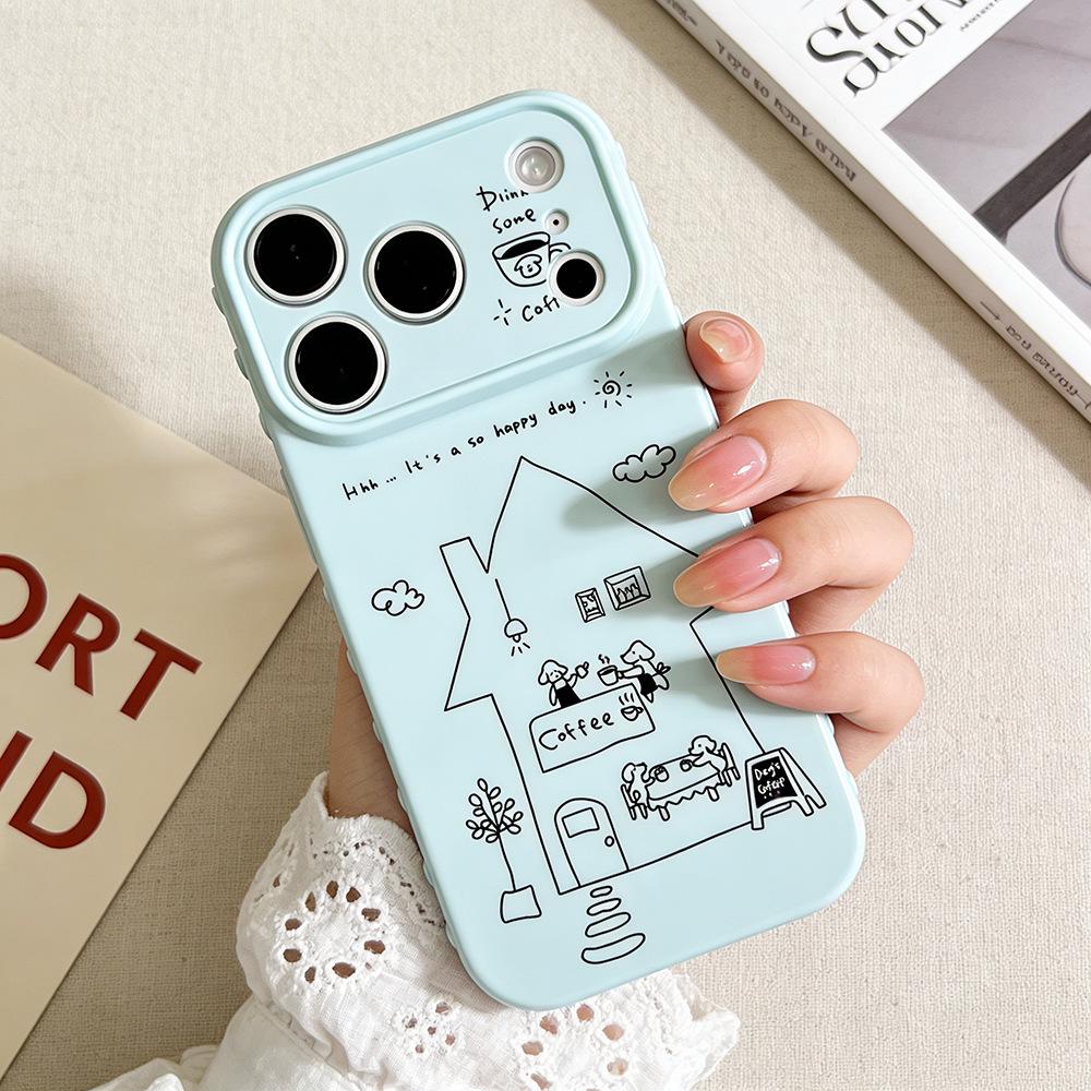 iPhone 17/17 Pro Line Art House Anti-Drop Protective Case for Apple 16/15/14
