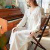 Girls' Retro Palace Style V-neck Lace Long Sleeve Nightgown - Spring/Autumn Pajamas