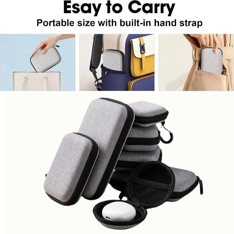 Mini Grey Digital Storage Bag Hard EVA Case Portable Electronics Organizer for USB Cable Charger U Stick Travel Accessories