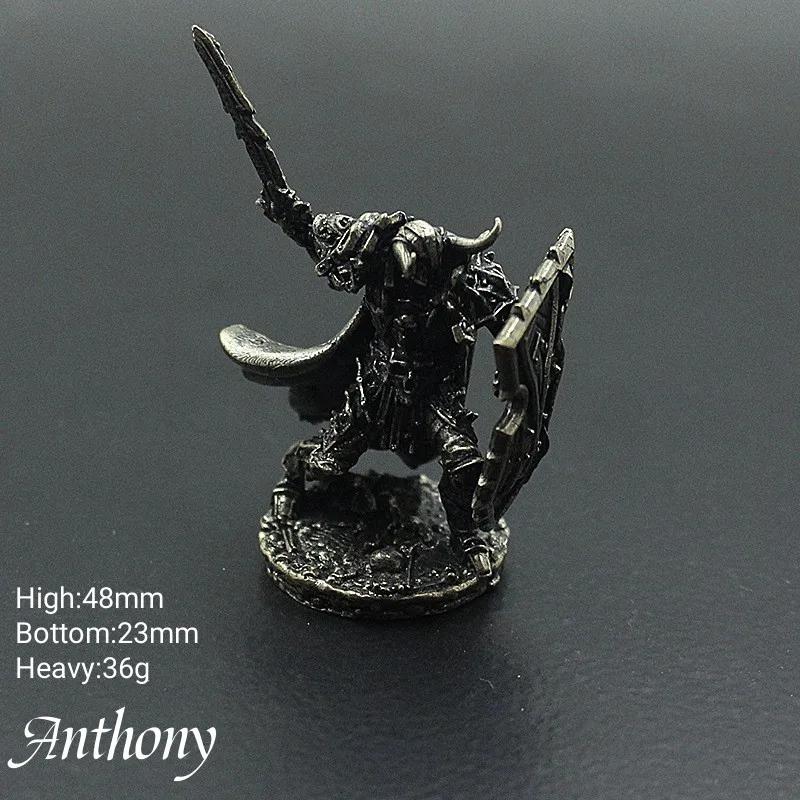 Vintage White Bronze Demon Race Soldier Statue Desktop Board Game Soldier Model Toys Desk Mini Decorative Ornament Crafts Gifts
