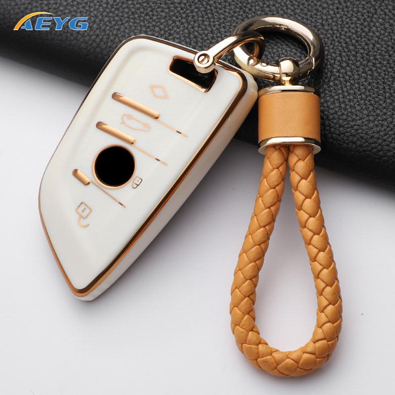 TPU Car Key Case Cover Shell For BMW X1 X3 X5 X6 X7 1 3 5 6 7 Series G20 G30 G11 F15 F16 G01 G02 F48 Keyless Key Chain