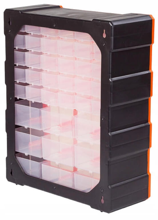 Wall-Mounted Plastic Workshop Organizer, 39 Drawers