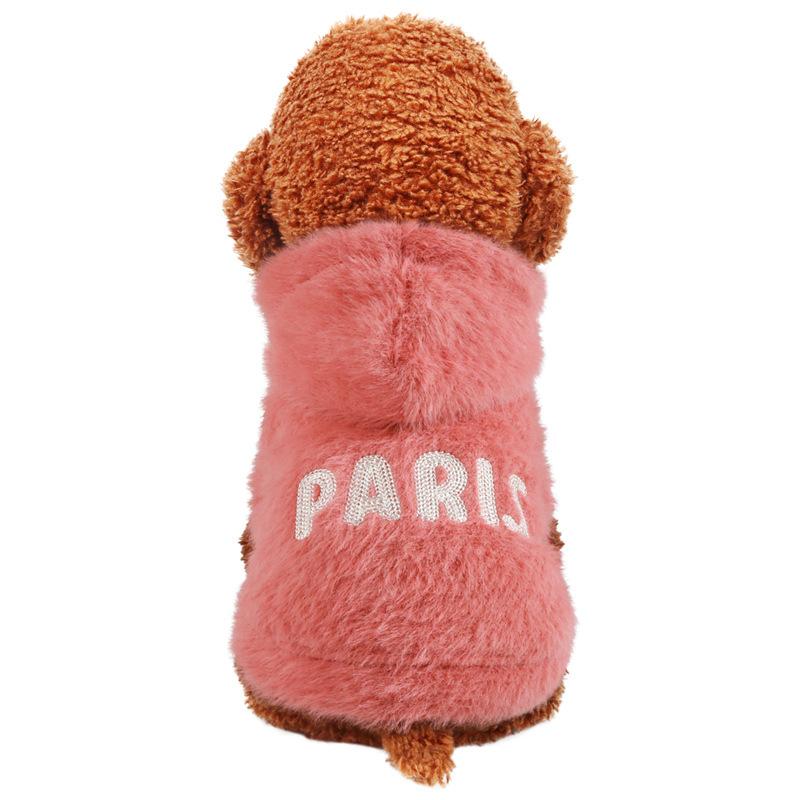 Pet Clothing Wholesale Autumn and Winter New Dog Clothing Warm Sweater Plus Velvet Paris Alphabet Sweater Pet Clothes