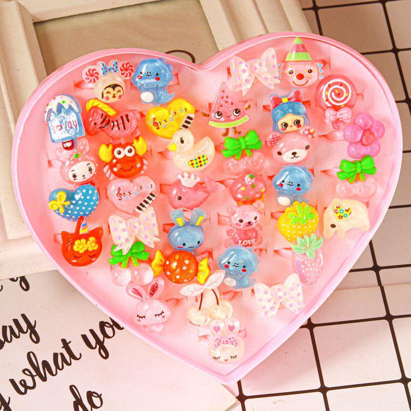 Inele de cristal cu desene animate prințesă pentru fetițe - Cadou de bijuterii pentru copii