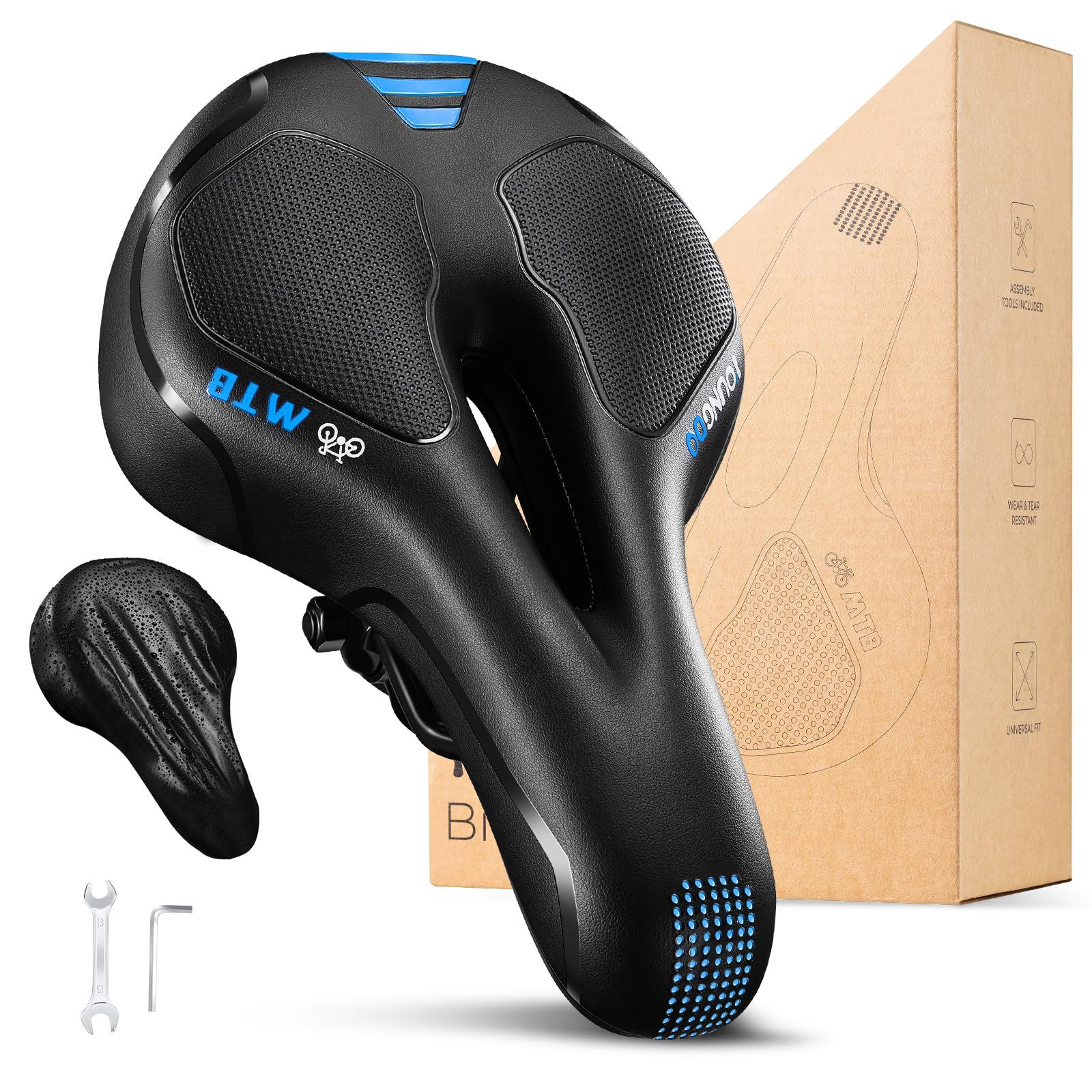 

YOUNGDO Bicycle Saddle Extra Memory Shock Cover Blue Cushion, Thick, Foam, Absorption, Comfortable, Breathable, Dustproof/Waterproof Included,
