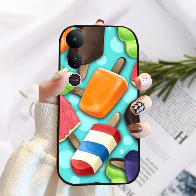 For Vivo V50 Lite 5G Case Fashion Luxury Printed Black Matte Soft TPU Silicone Bumper Cover For Vivo V50Lite 4G Phone Case Funda