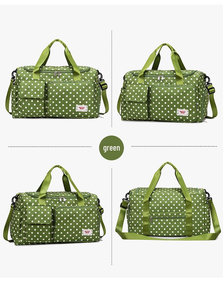 Stylish Polka Dot Travel Bag: Large Capacity, Wet/Dry Separation, Ideal for Business Trips & Fitness