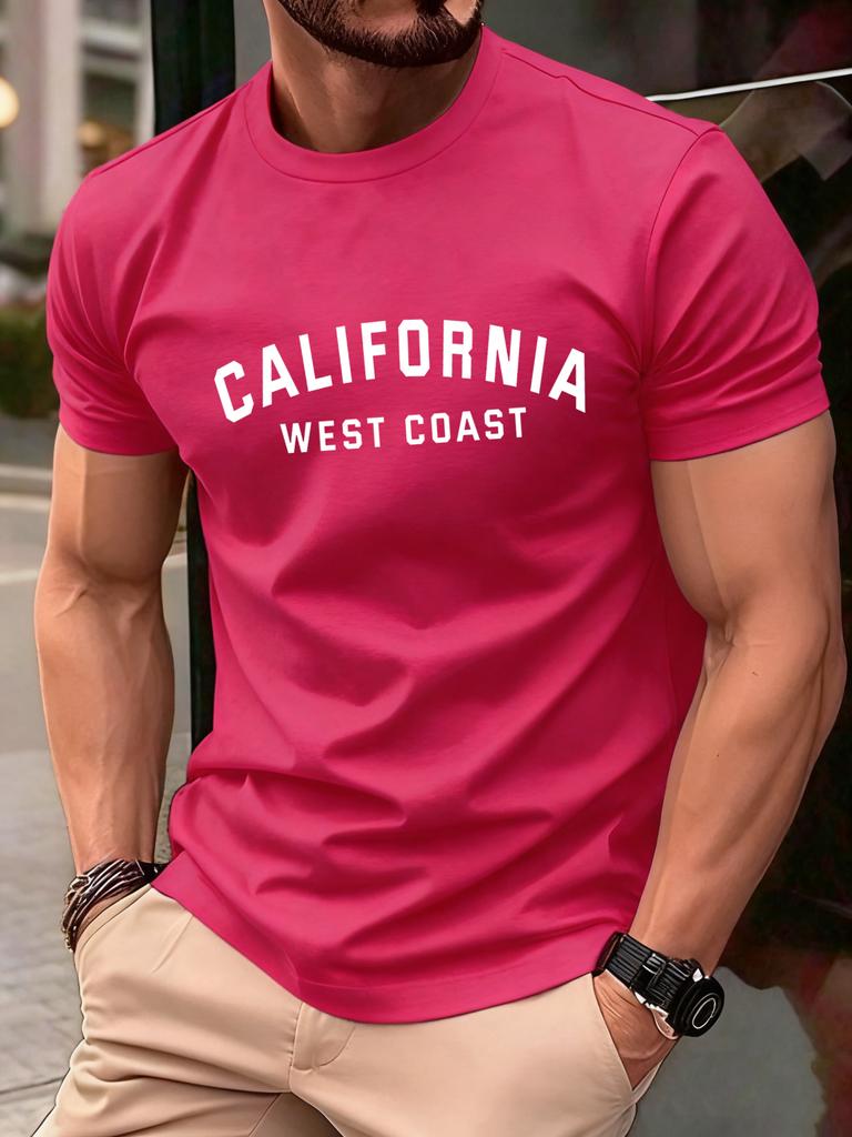 California Weat Coast Print Tee Shirts For Man Cotton ONeck T Shirt Sport AllMatch Top Summer Male New Loose Short Sleeve