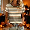 Women's Casual Short Sleeve T-Shirt with Halloween Print