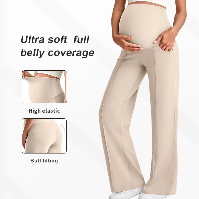 European Maternity Wide-Leg Pants: High Waist, Breathable, Belly Support, Comfortable Fit for Autumn & Winter.
