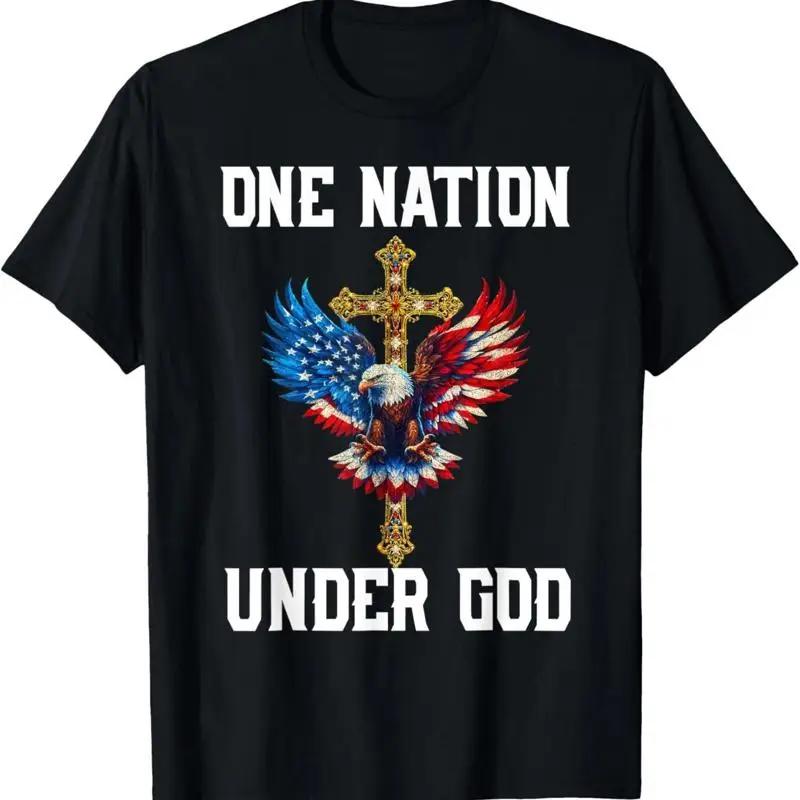 One Nation Under God Eagle Cross 4th Of July Christian T Shirt