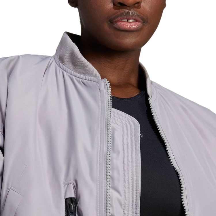 adidas X Stella McCartney Αθλητικά Ρούχα Υφαντό Μπουφάν Bomber με Λογότυπο Μπάλωμα Γυναικεία Εξωτερικά Ρούχα Περιστερόγκριζο IP1371