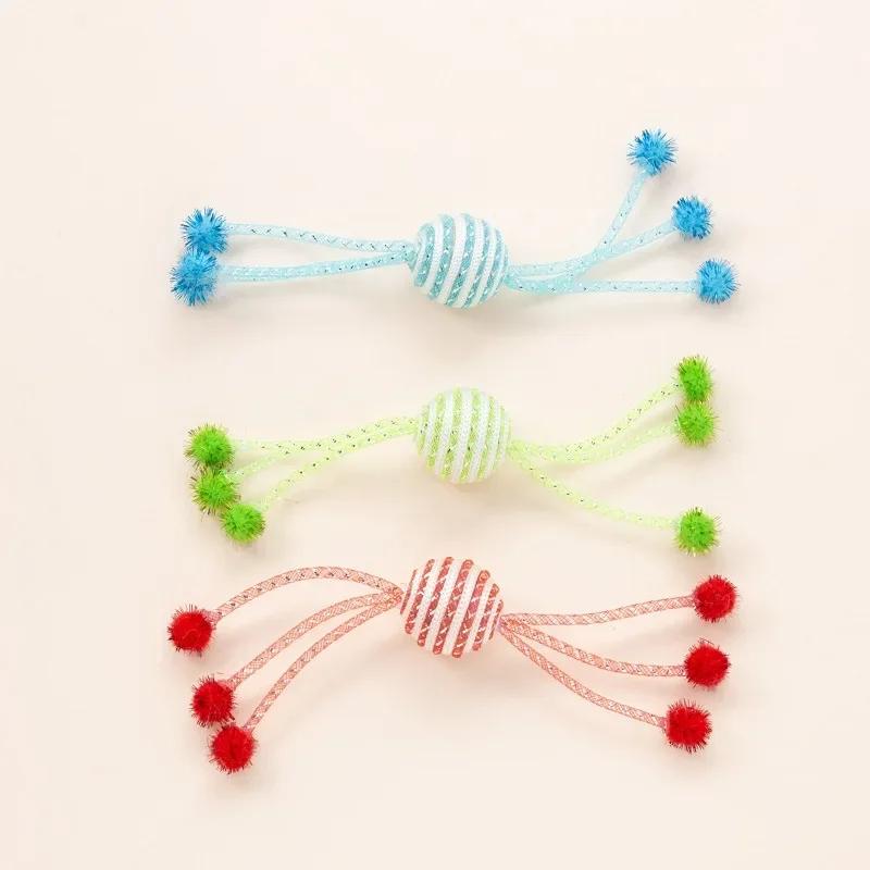 3pc Cat Toy Wool Ball Interactive Cat Toy Sticks Toys for Cats Paw Grinder Bite-resistant Cats Toys Kitten Scratcher Pet Product