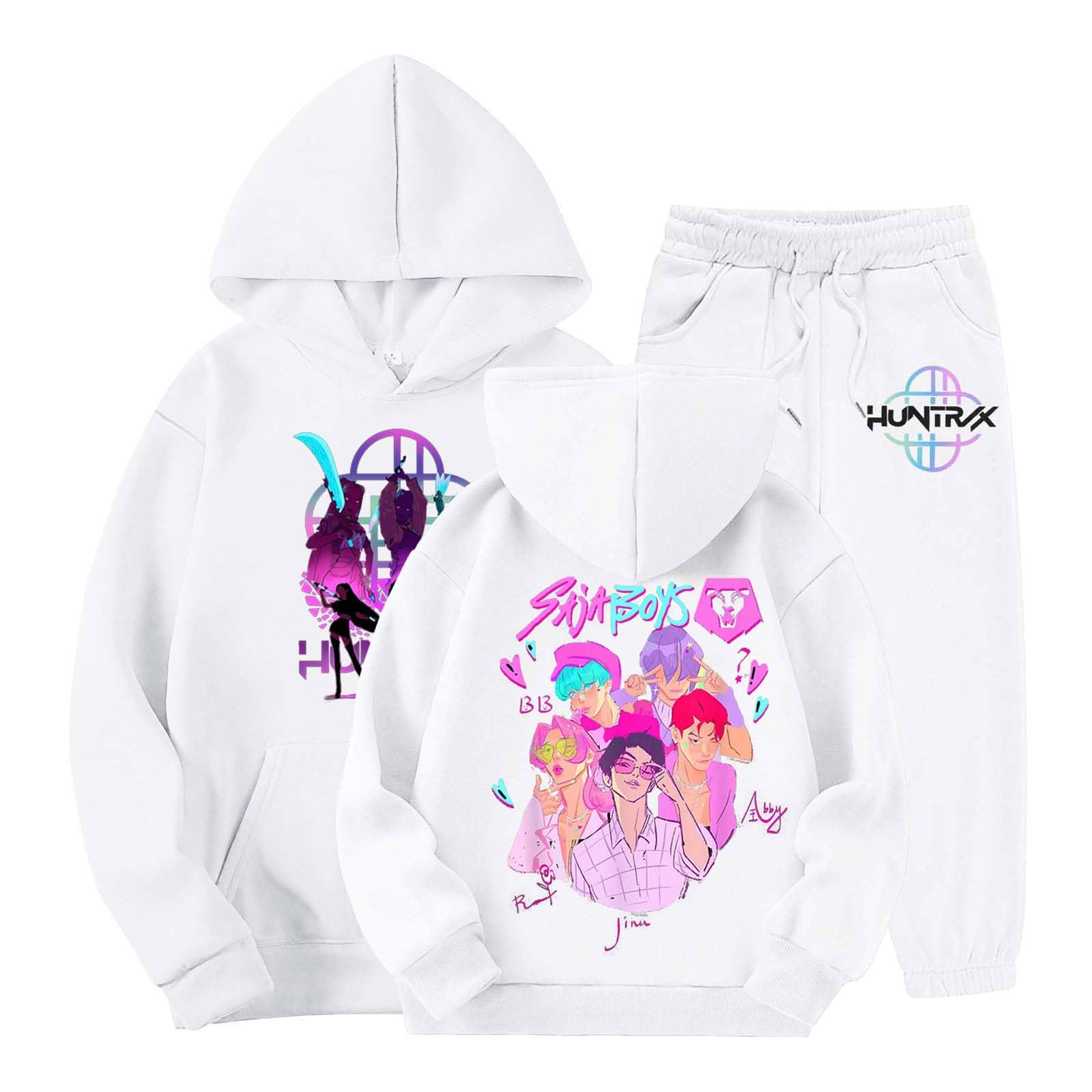 

Детский повседневный модный свитер с капюшоном, свободная толстовка с капюшоном и повседневные брюки, комплект из двух предметов 150 белый