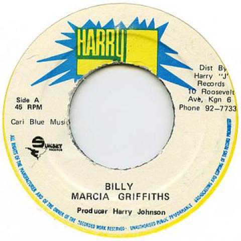 7inch Record MARCIA GRIFFITHS - Billy none Harry J 1972 Jamaica Reggae, Ska & Dub Used