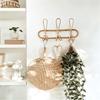 Rattan Coat Rack with Hooks Decorative Storage Organizer for Towels Clothes Hanger for Entryway or Bedroom Decoration