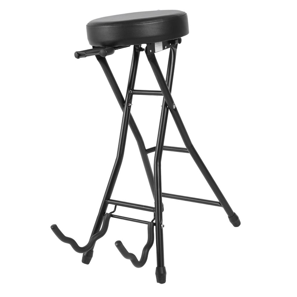 Skládací kytarová stolička 29,1 palce výška Kytarová židle Sedák s polstrovaným polštářem Vestavěný stojan