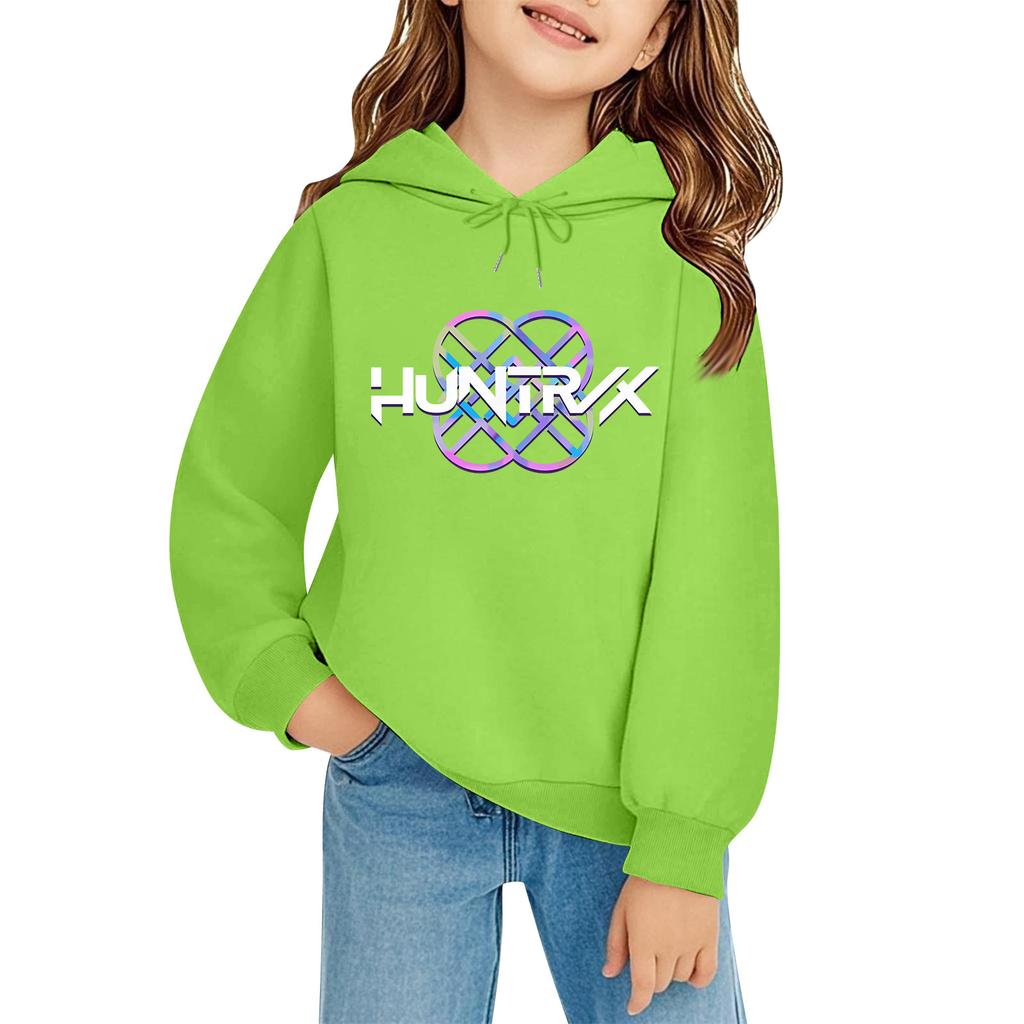 Kids' Long Sleeve Loose Pullover Letter Print Drawstring Hooded Sweatshirt