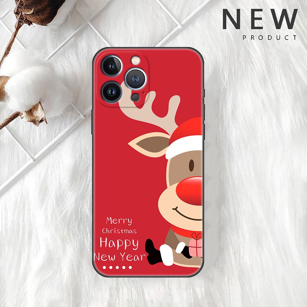 Carcasă de telefon moale cu model om de zăpadă de Crăciun pentru Apple iPhone 14 11 13 12 Pro 7 XR X XS Max 8 Plus 6 6S 14Pro, neagră