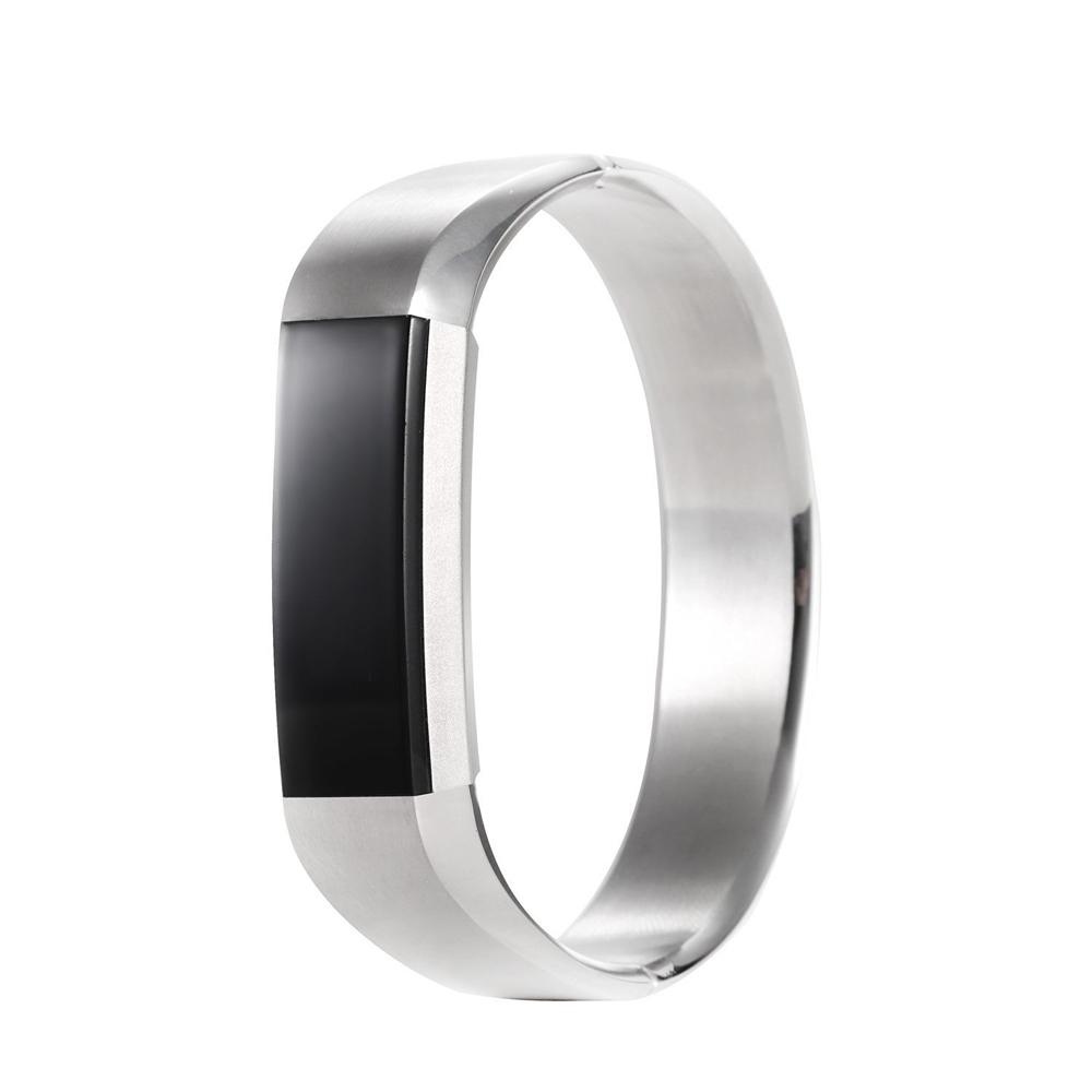 

Simple Style Stainless Steel Snap-on Clasp Bracelet Wristband for Fitbit Alta Silver Color