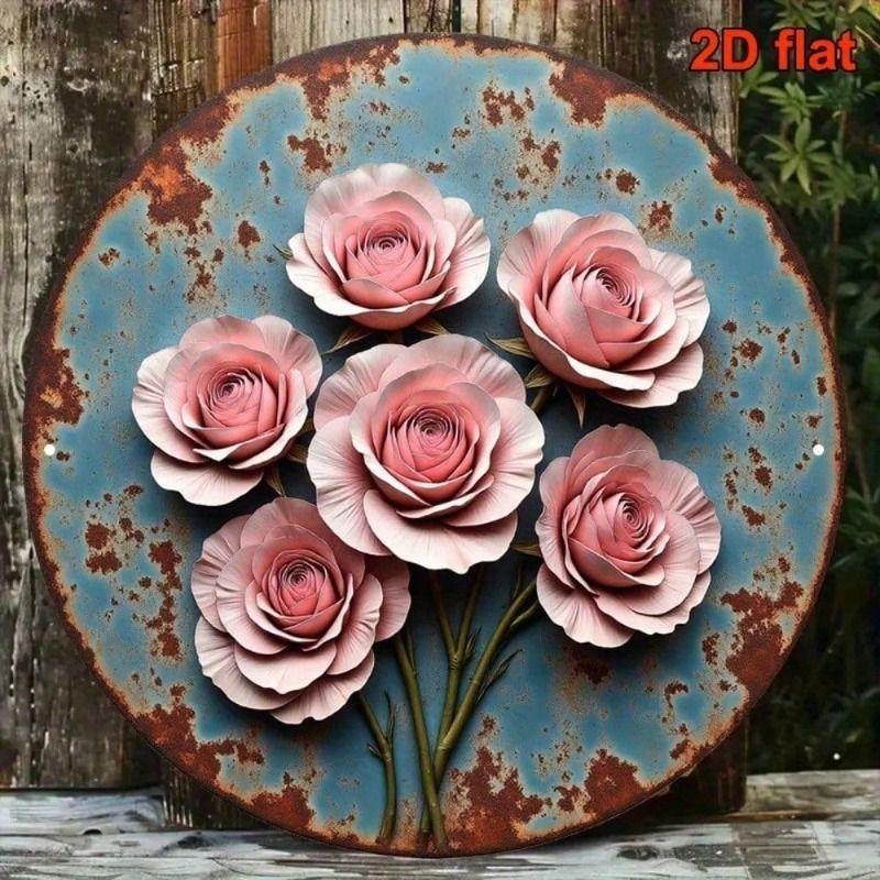

Vintage Rose Bouquet Metal Wall Art, Home Decor for Living Room